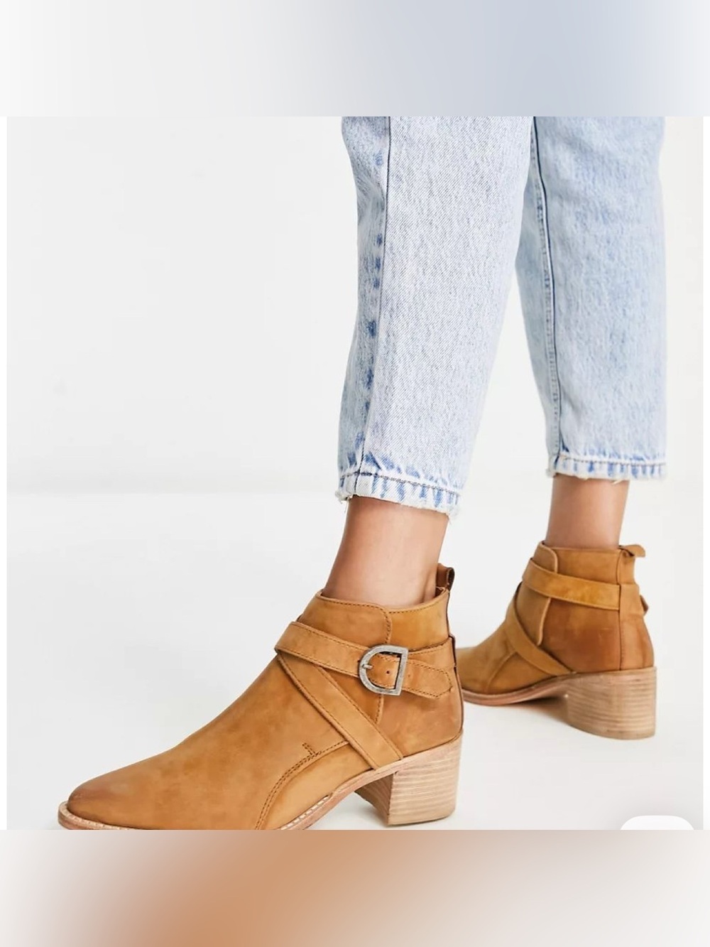 Free people Back Loop Washed Tan Suede Ankle Boots size 38